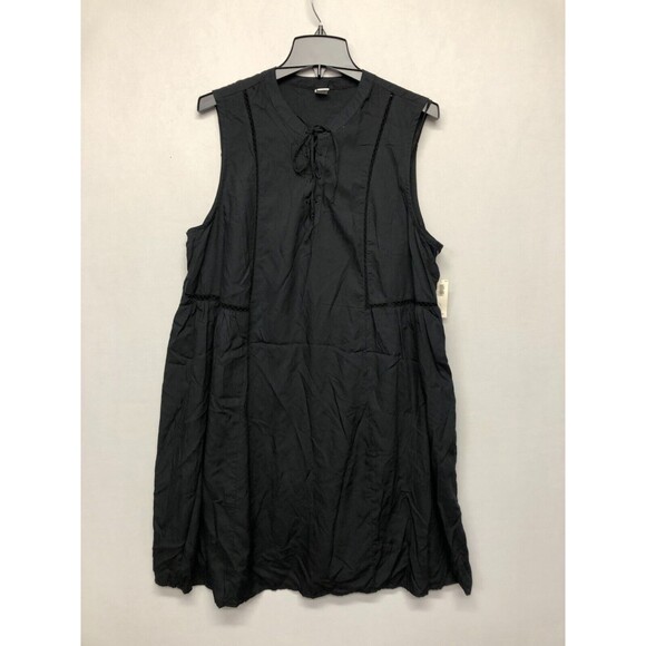NWT Old Navy Women Sleeveless Lace Up Rayon Dress Size Extra Large Black B267 26 - Picture 1 of 13